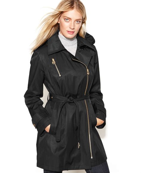 michael michael kors hooded raincoat|michael kors asymmetrical raincoat.